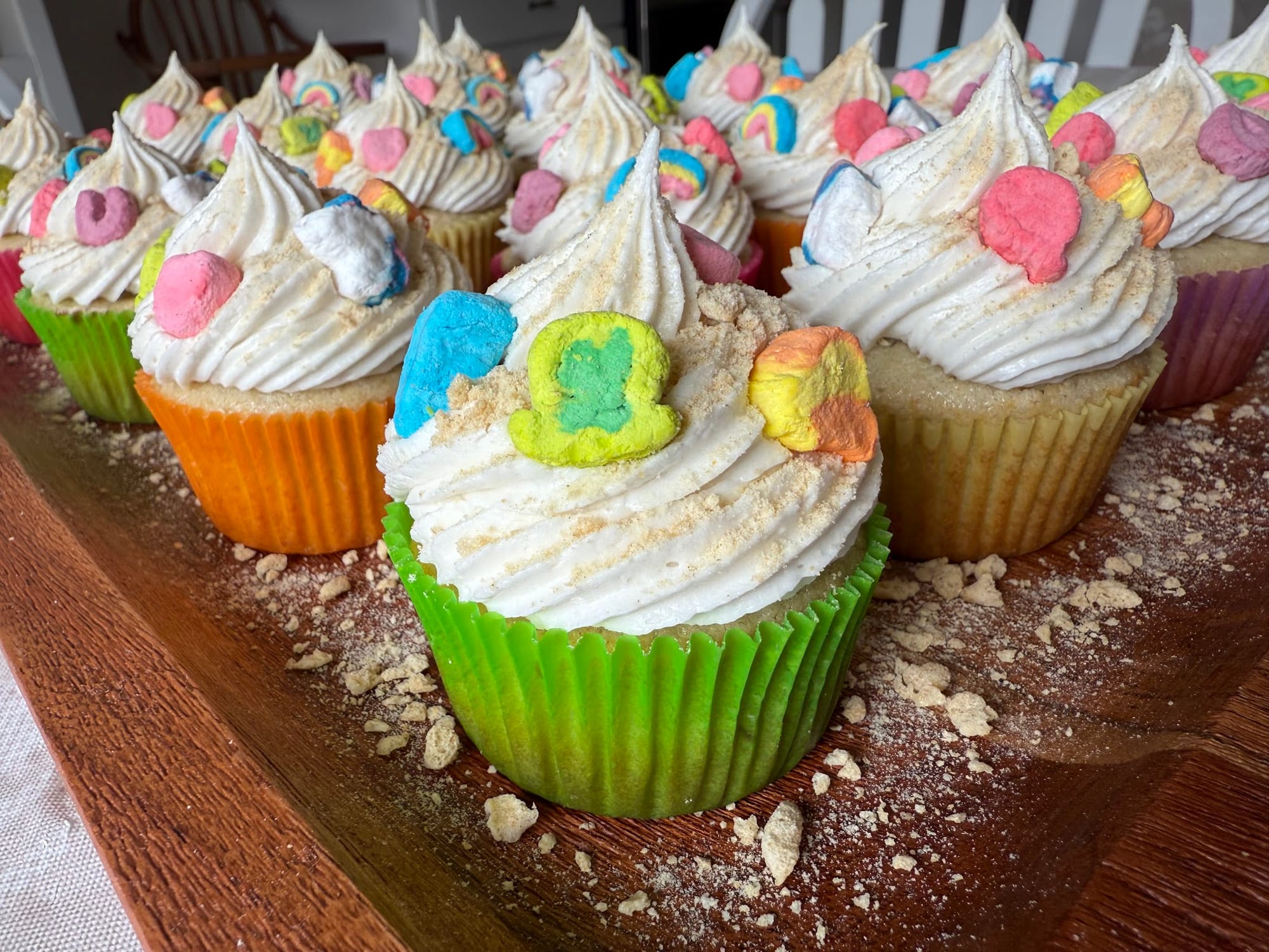 Lucky Charms Milk and Cereal Cupcakes