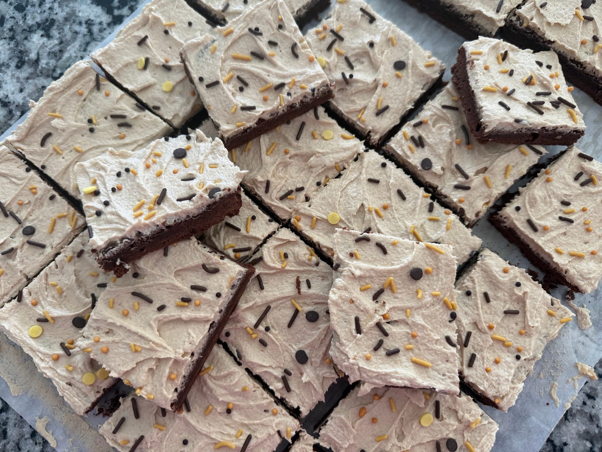 Chocolate Brownies with Peanut Butter Frosting